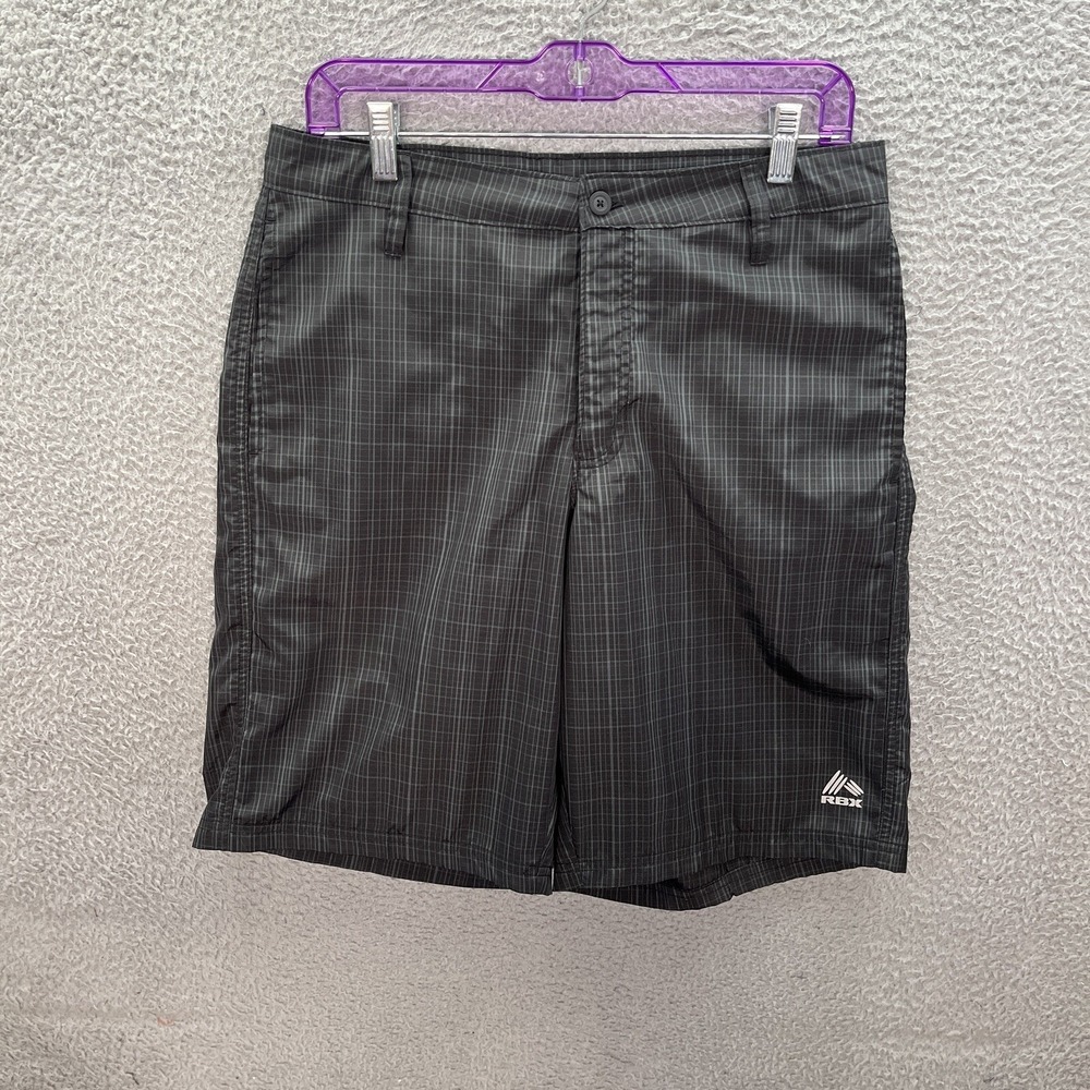 RBX Shorts Mens 32 Black Gray Plaid Performance X‎ Dri Golf Golfing Athleisure